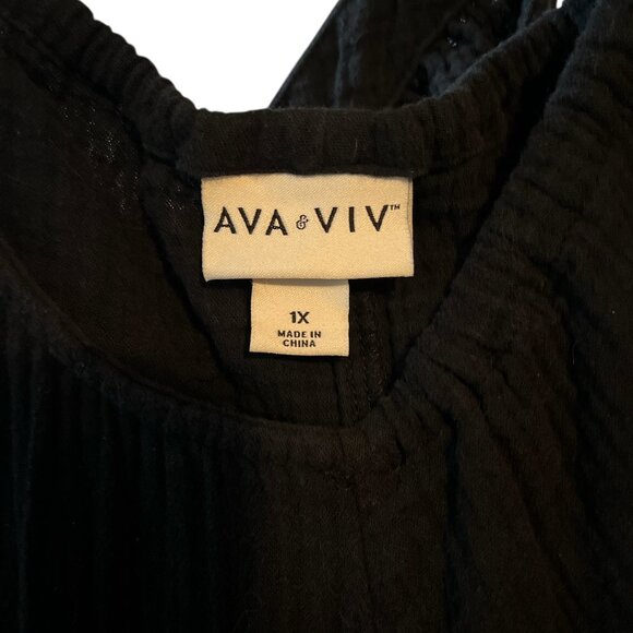 Ava & Viv Black dress with spaghetti straps mini length Size 1X. With pockets - Picture 3 of 5